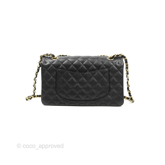 Chanel Classic M/L Medium Flap Quilted Black Caviar Gold Hardware