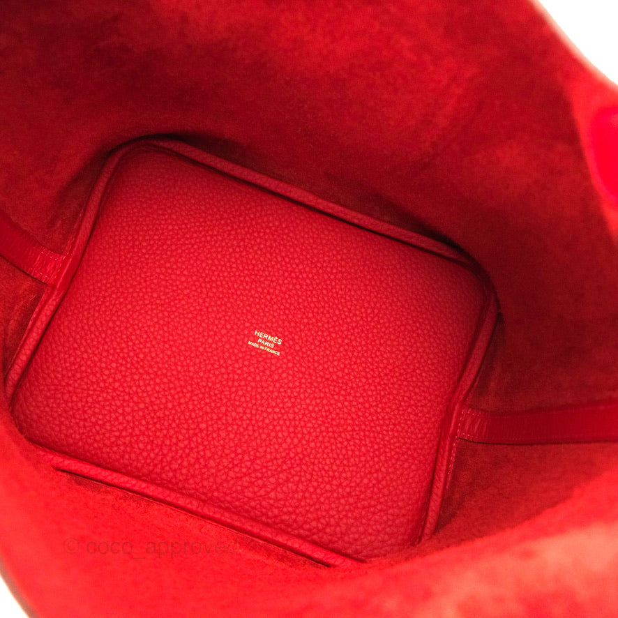 Hermès Picotin 22 Red Rouge Clemence Gold Hardware