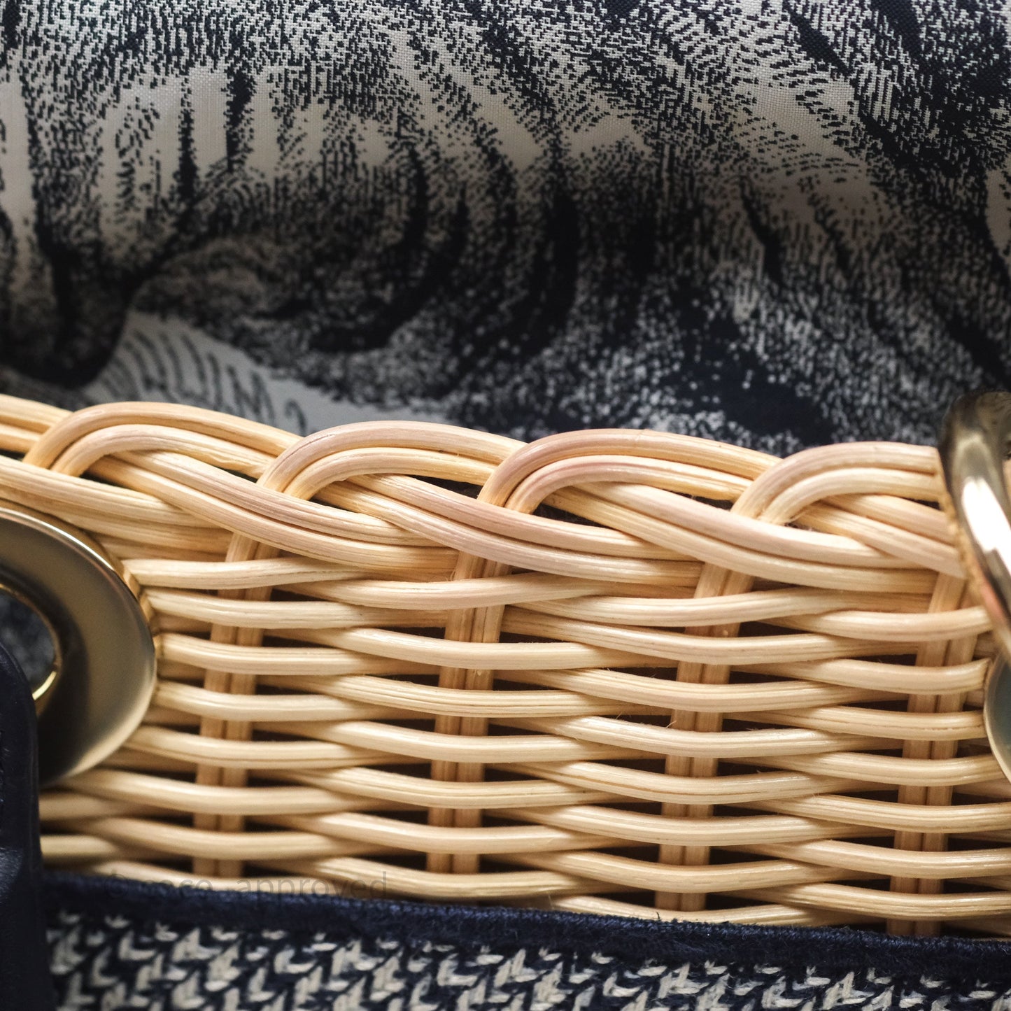 Christian Dior Dioriviera Medium Lady D-Joy Bag Natural Rattan and Blue Dior Oblique Jacquard