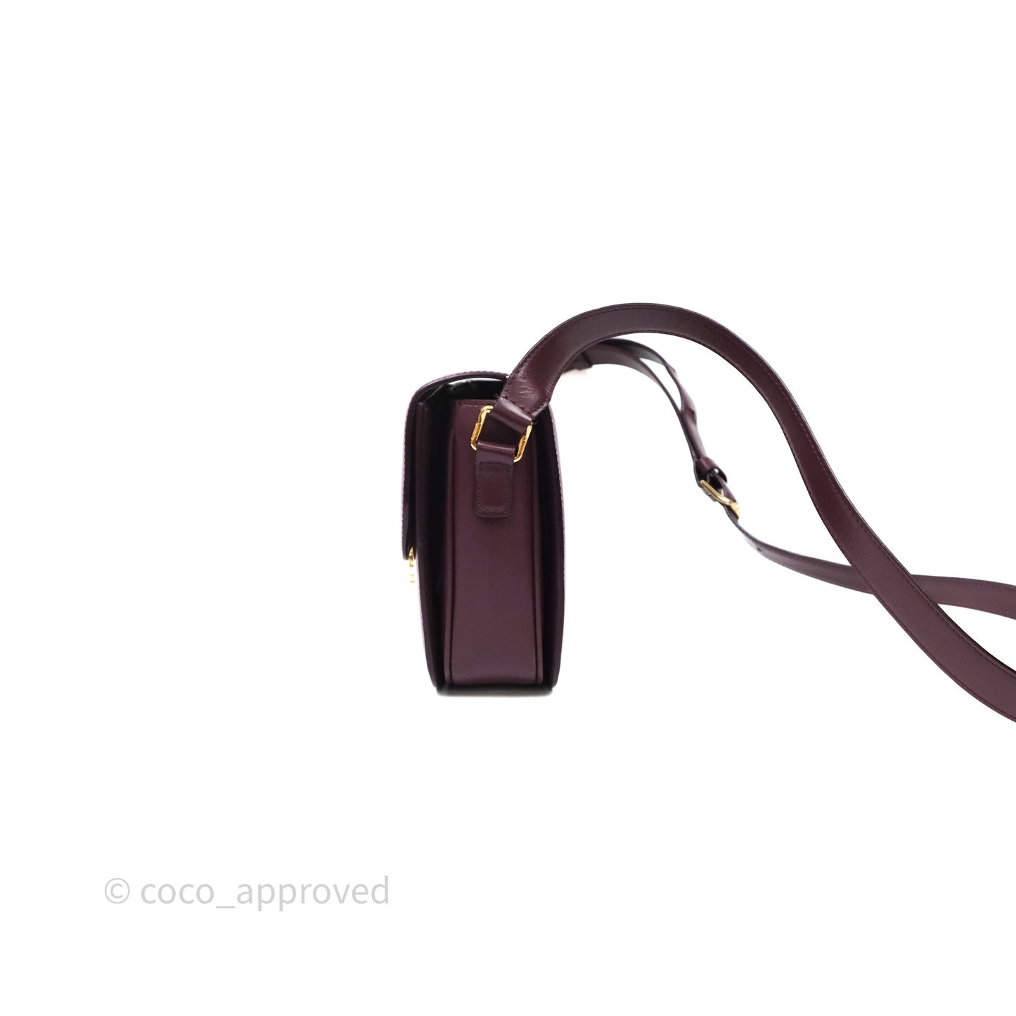 Celine Medium Triomphe Acai Burgundy Shiny Calfskin Gold Hardware