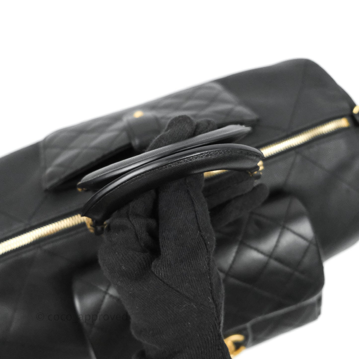 Chanel Large Circular Handle Bowling Bag Caviar Black Aged Gold Hardware