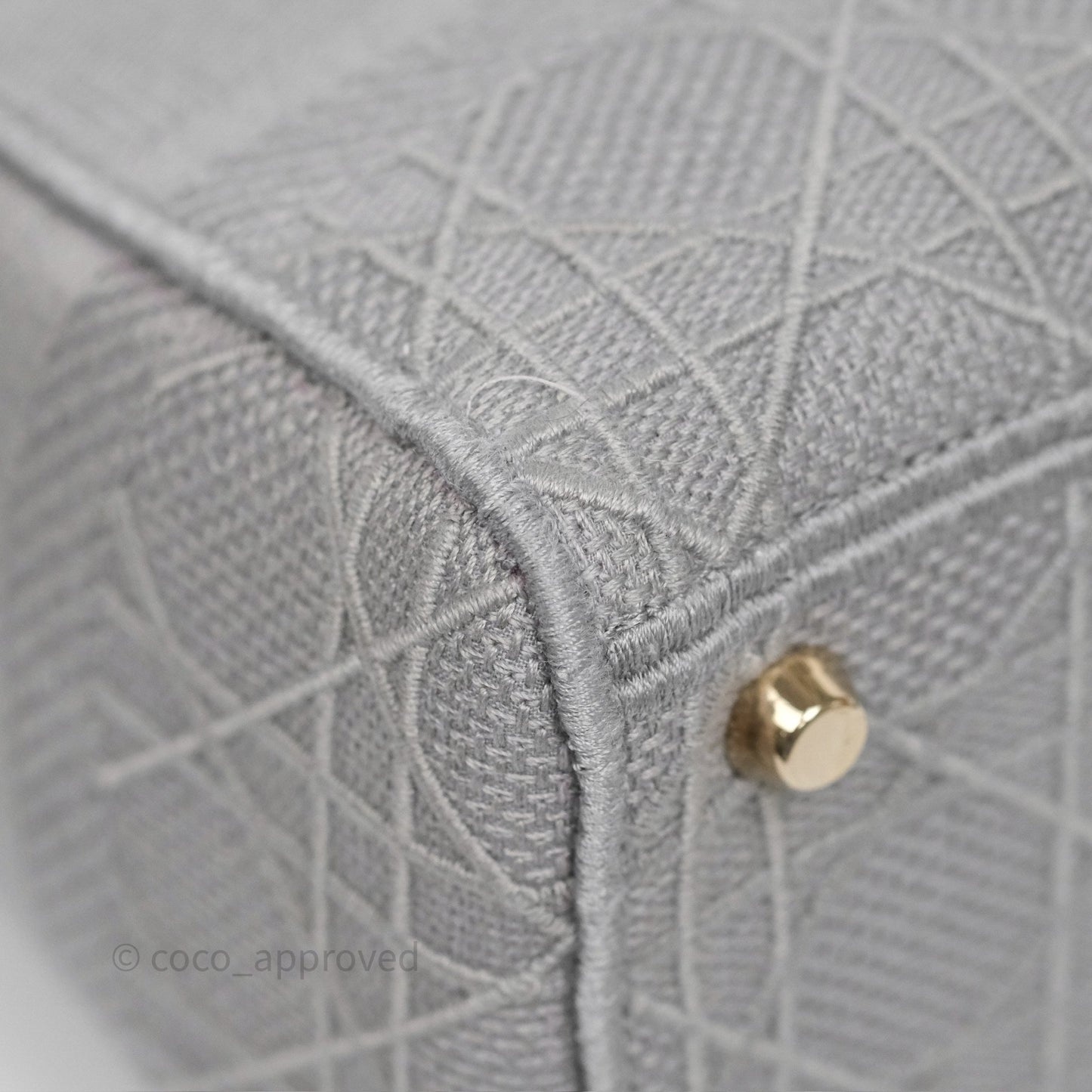 Dior Medium Lady D-Lite Bag Gray Cannage Embroidery Gold Hardware