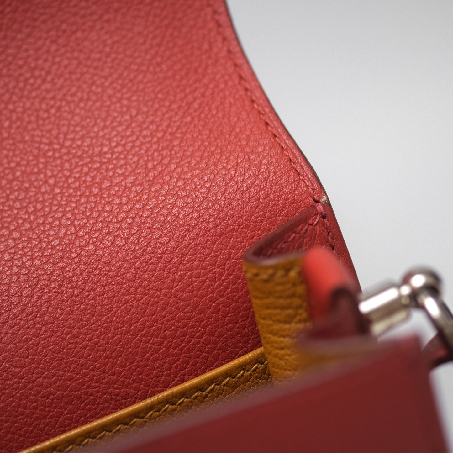 Hermès Roulis Mini Brique 36 / Caramel 28 Evercolor Palladium Hardware
