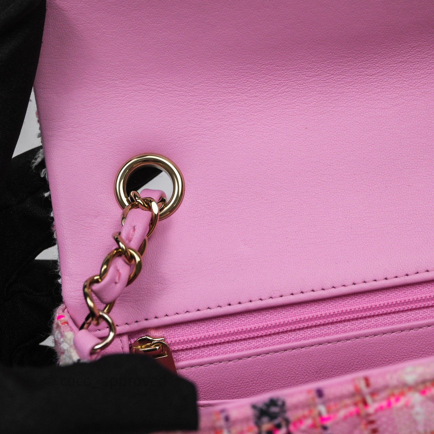 Chanel Quilted Mini Rectangular Flap Pink Tweed Gold Hardware