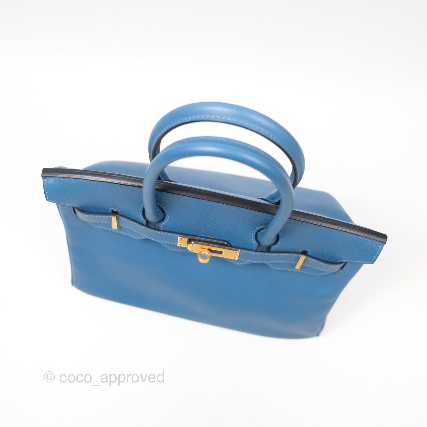 Hermès Birkin 30 Retourne Bleu Brighton 7E Epsom Gold Hardware