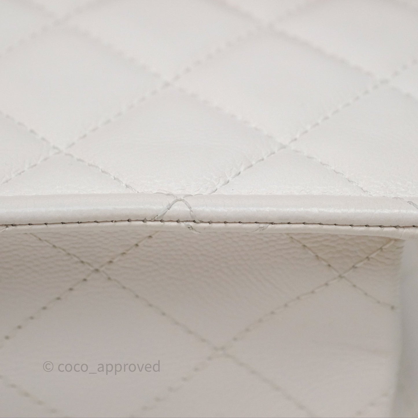 Chanel Large Quilted Sweet Classic Flap White Caviar Aged Gold Hardware