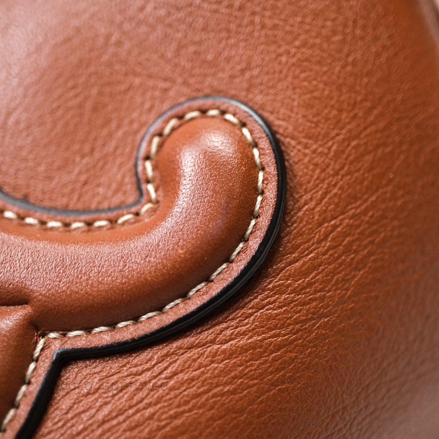 Celine Drawstring Cabas Tote Bag Triomphe in Grained Calfskin Tan
