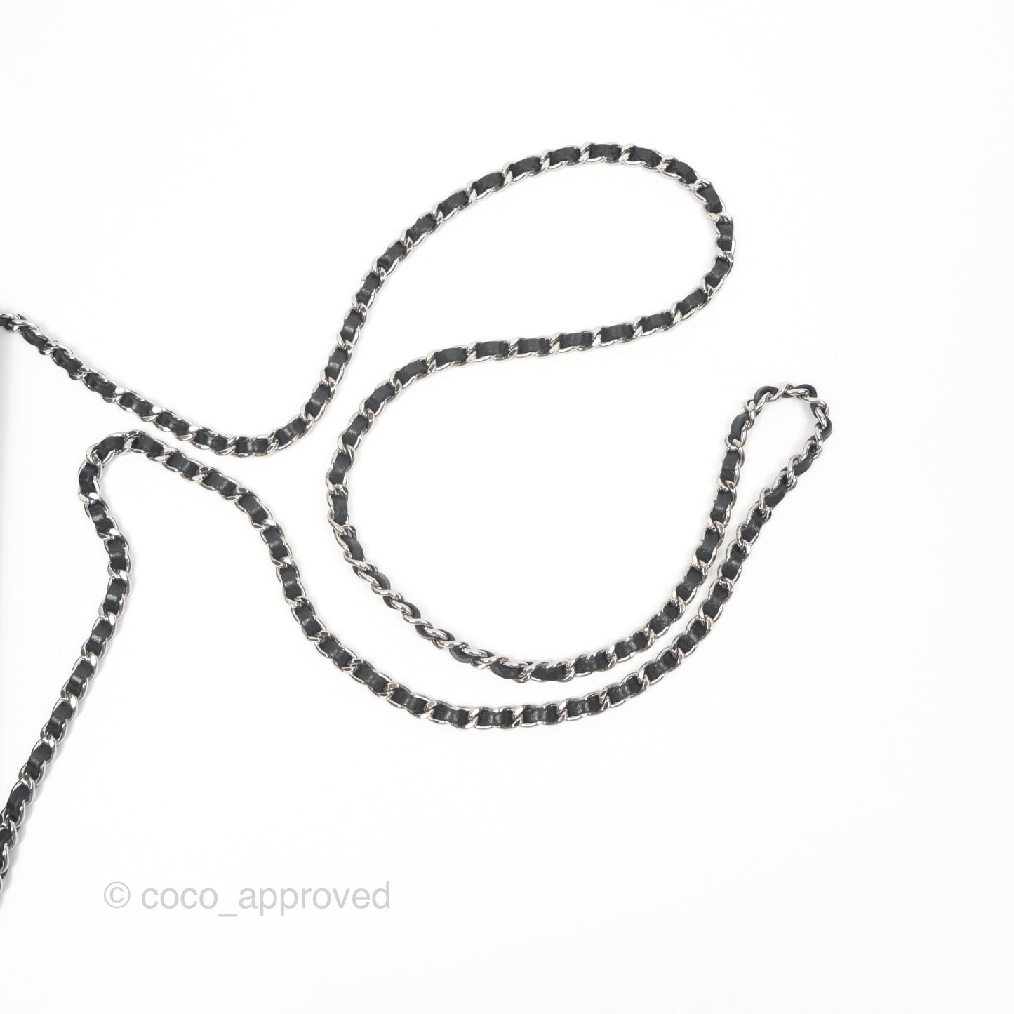 Chanel Camellia Embossed Wallet on Chain WOC Black Lambskin Silver Hardware