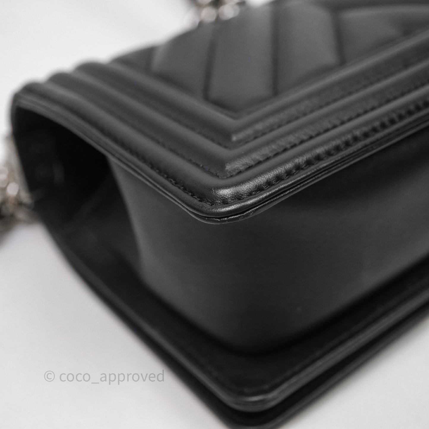 Chanel Small Boy Chevron Black Lambskin Silver Hardware