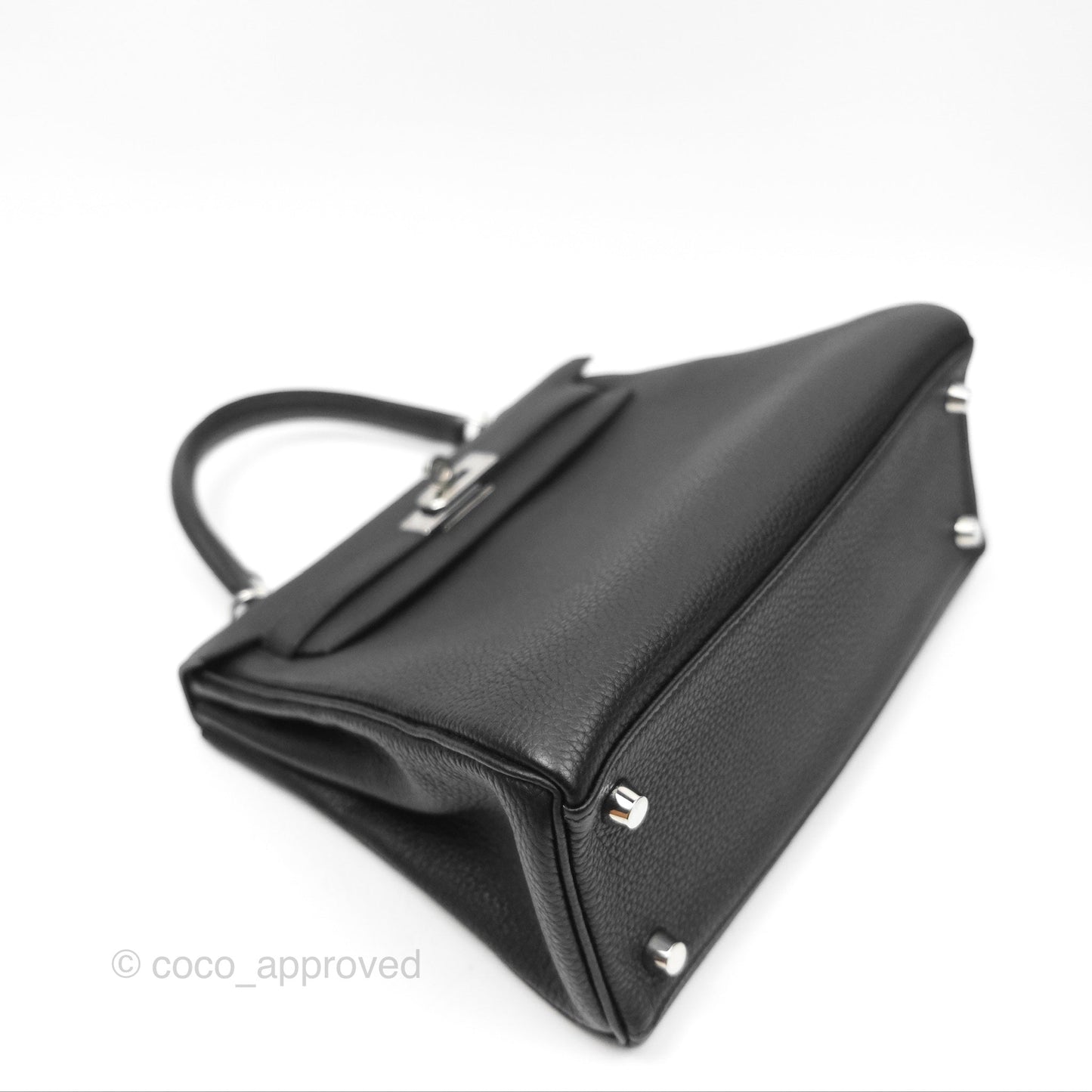 Hermès Retourne Kelly 25 Black Togo Palladium Hardware