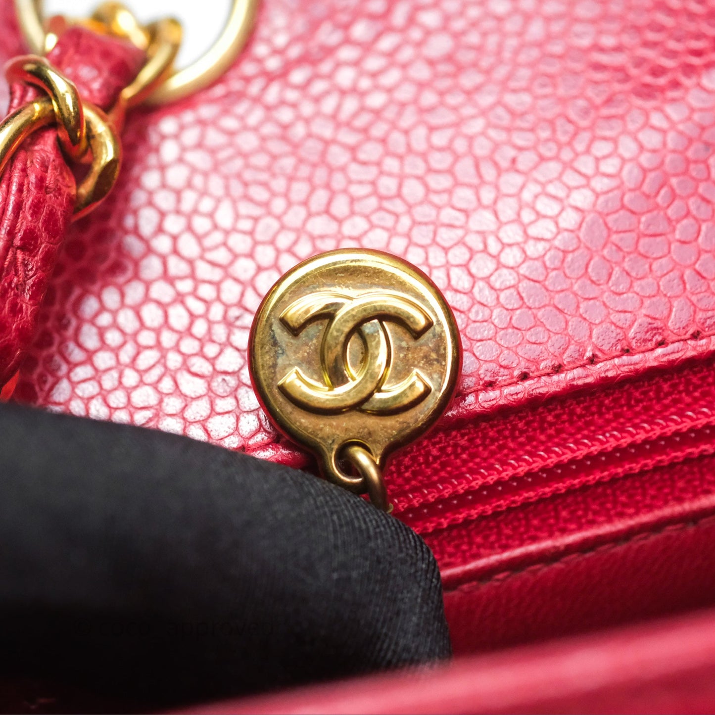 Chanel Medium Vintage Quilted Classic Diana Flap Bag Red Caviar 24K Gold Hardware