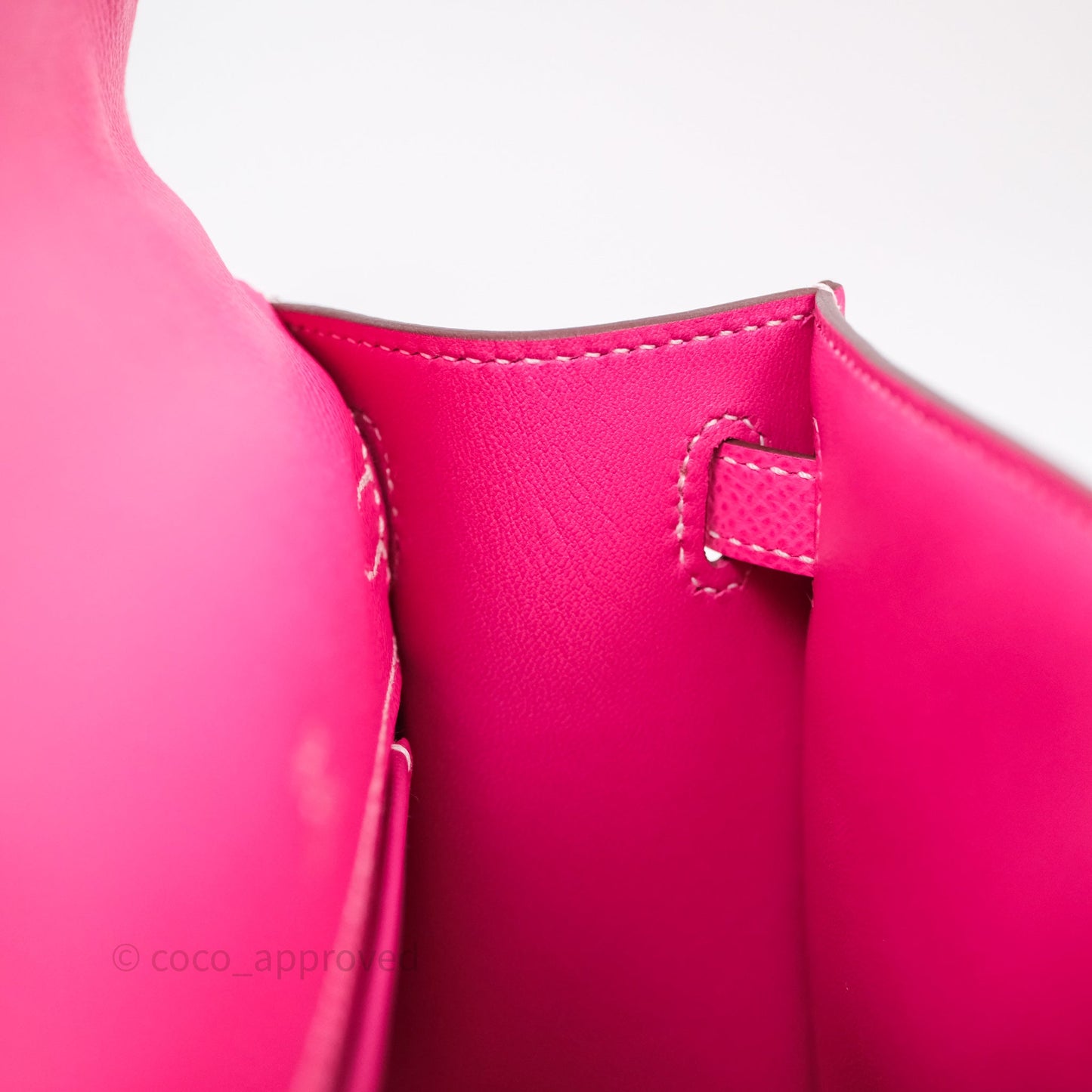 Hermès Kelly Pochette Clutch Rose Tyrien Epsom Palladium Hardware