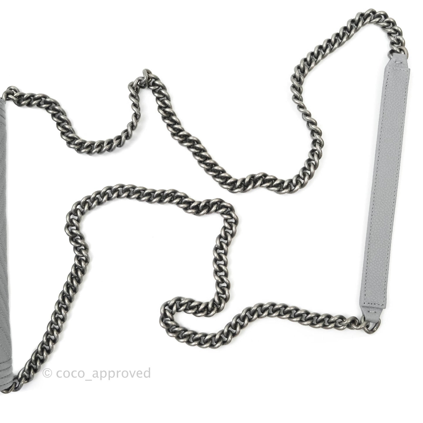 Chanel Chevron Boy Wallet on Chain WOC Grey Caviar Ruthenium Hardware