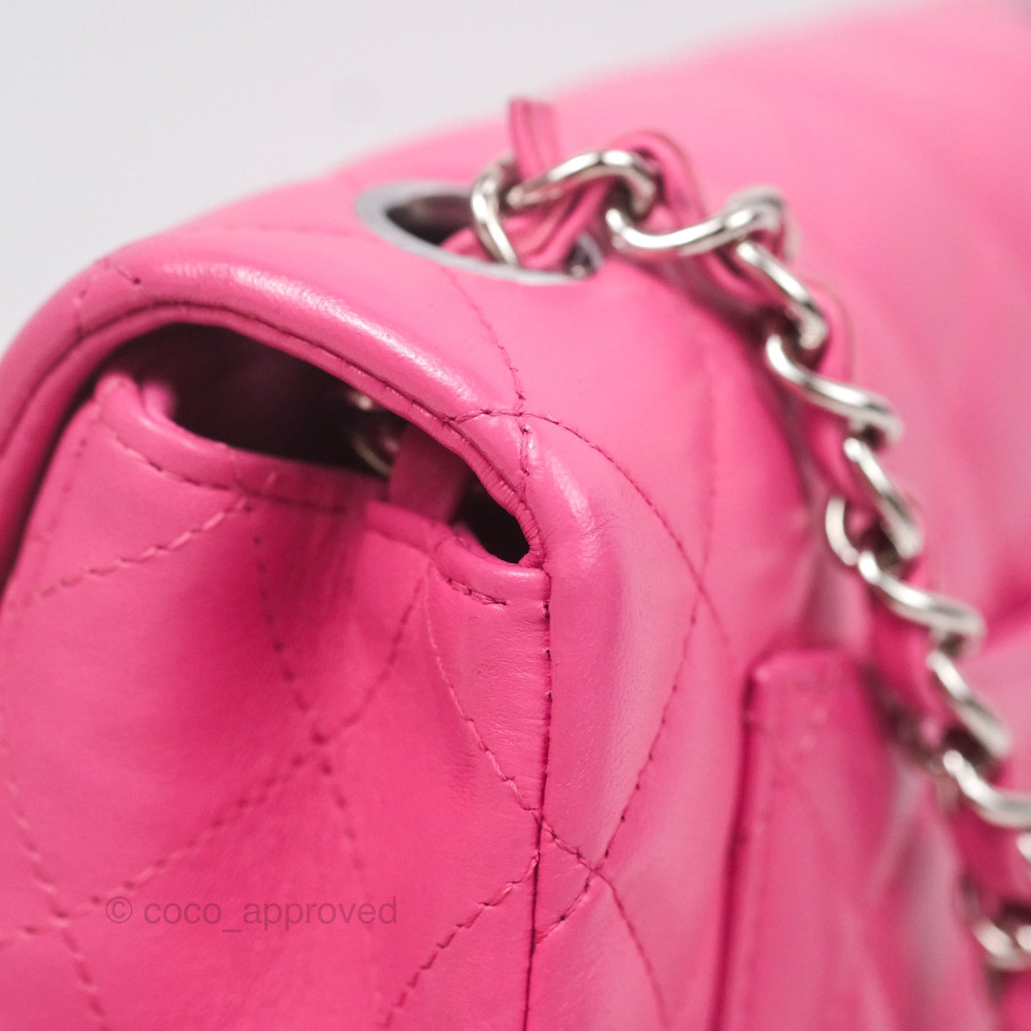 Chanel Quilted Mini Rectangular Flap Pink Lambskin Silver Hardware