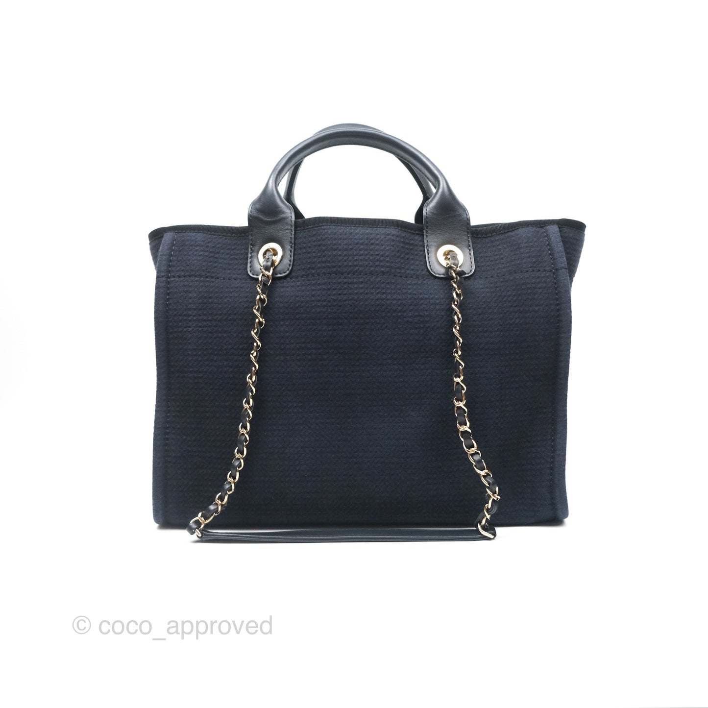 Chanel Medium Canvas Deauville Tote Navy Gold Hardware