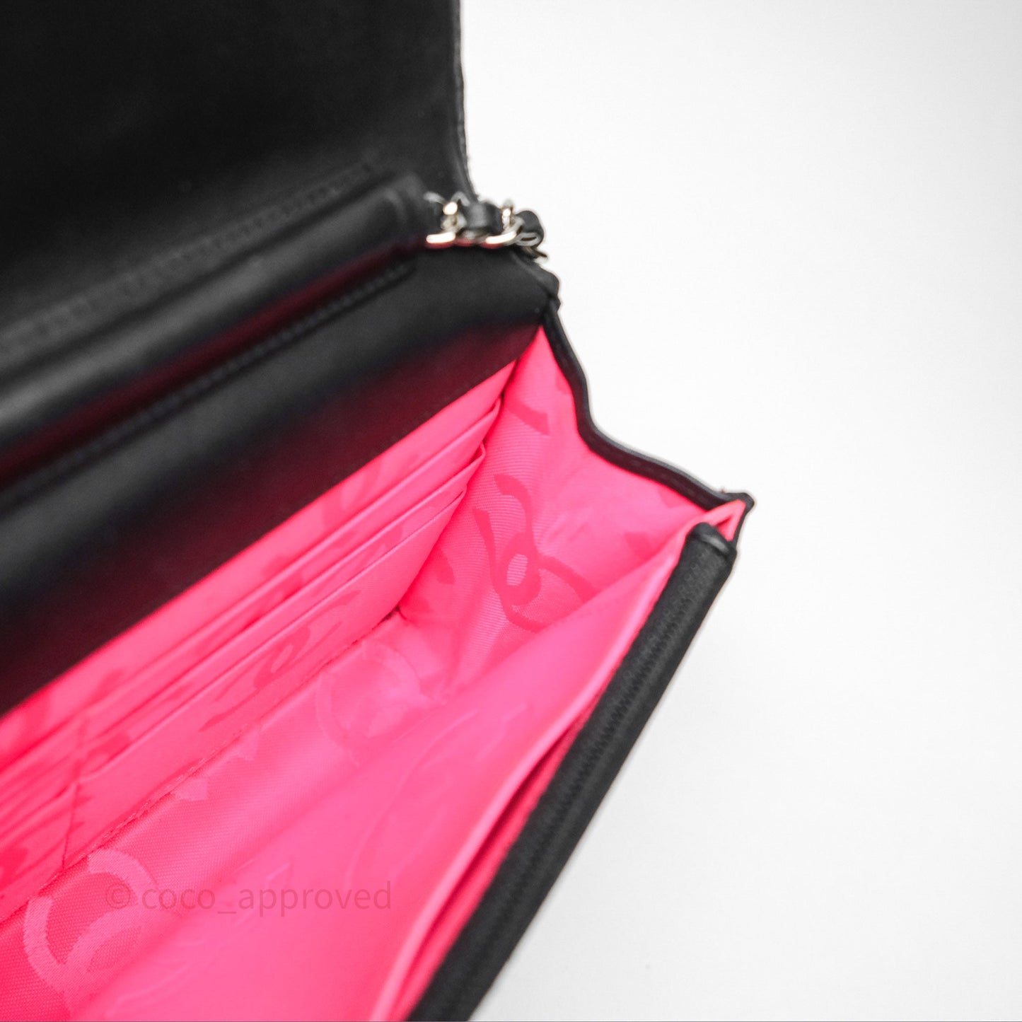 Chanel Quilted Wallet on Chain WOC Cambon Black Calfskin Silver Hardware