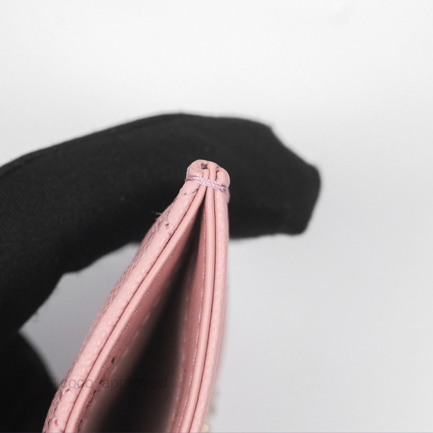 Chanel CC Resin Stone Card Holder Pink Caviar 23K
