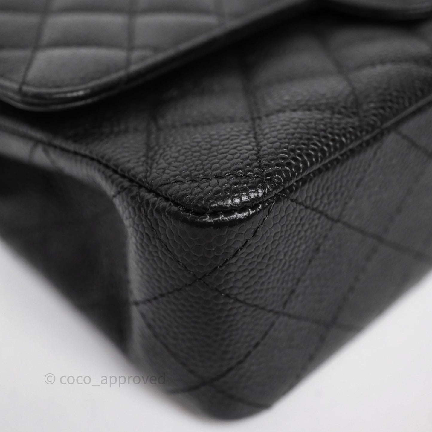 Chanel Classic M/L Medium Flap Quilted Black Caviar Silver Hardware