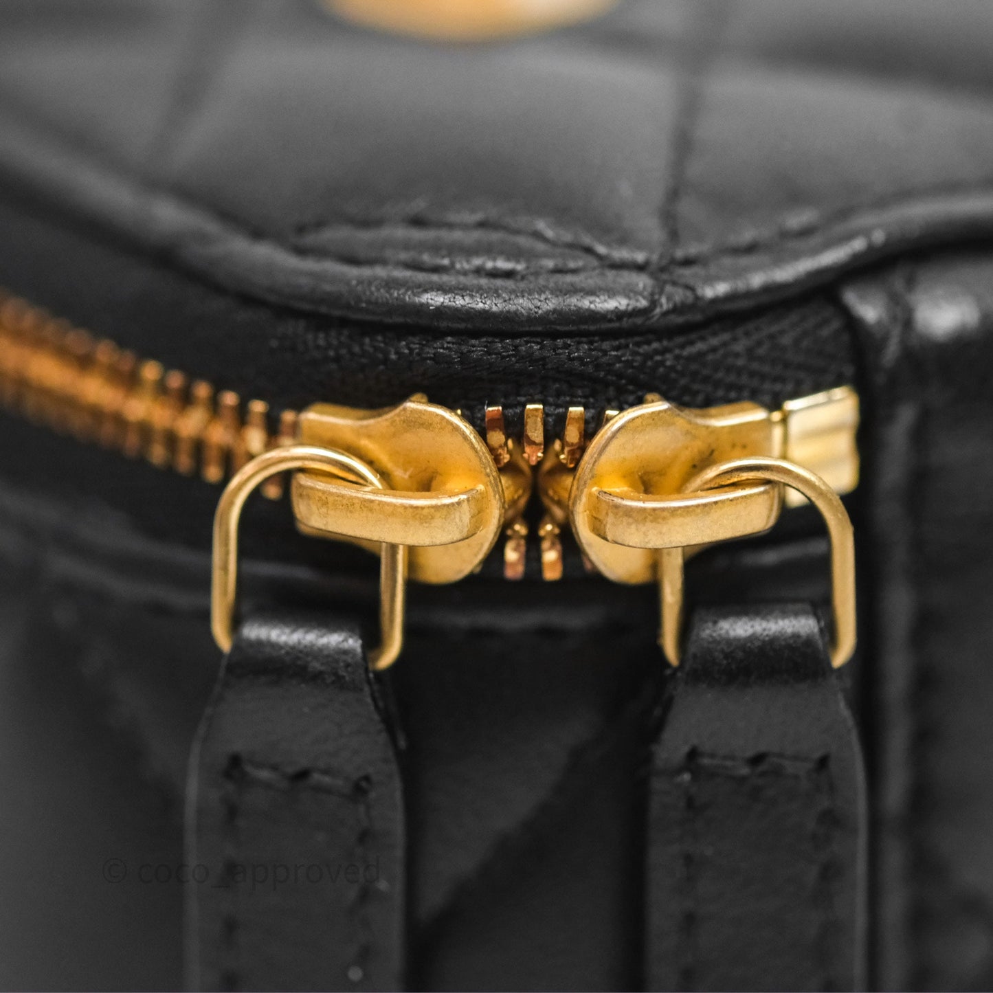 Chanel Vanity with COCO Heart Chain Black Lambskin Aged Gold Hardware