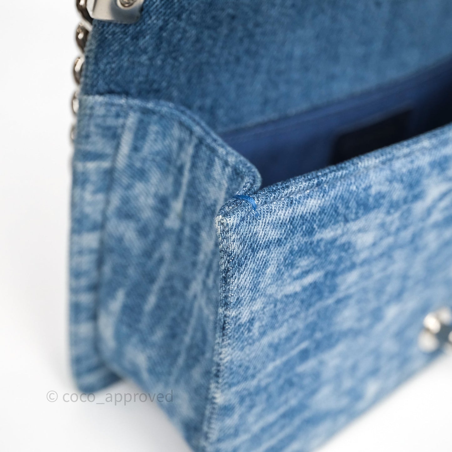 Chanel Medium Boy Blue Denim Tweed Silver Hardware