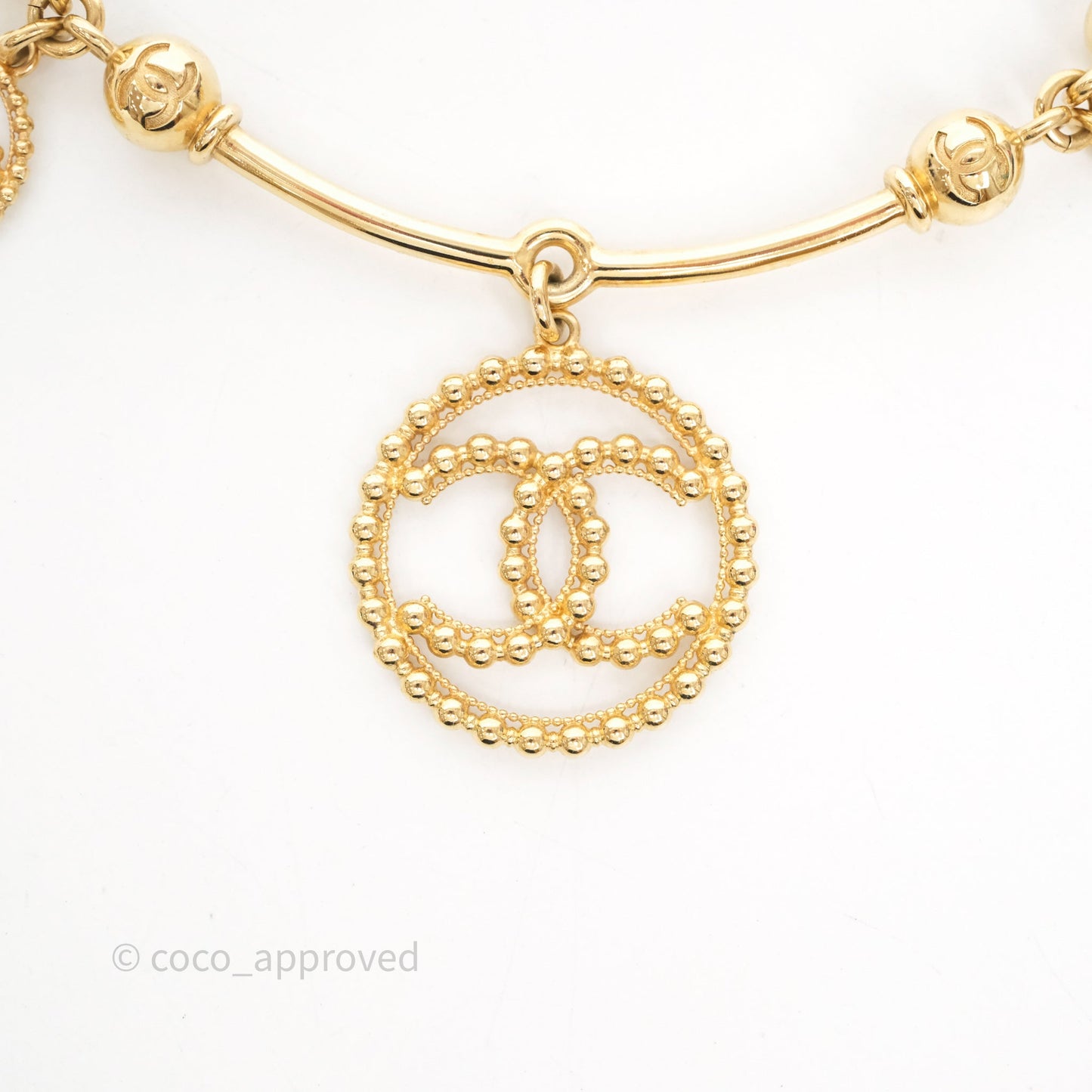 Chanel Round CC Necklace Gold Tone 22C