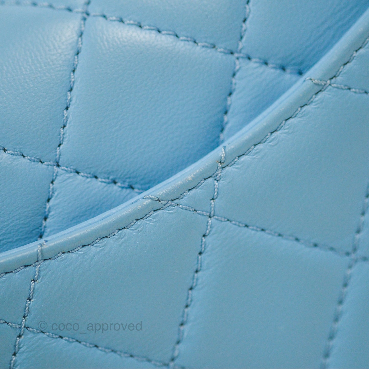 Chanel Mini Rectangular Pearl Crush Quilted Blue Lambskin Aged Gold Hardware