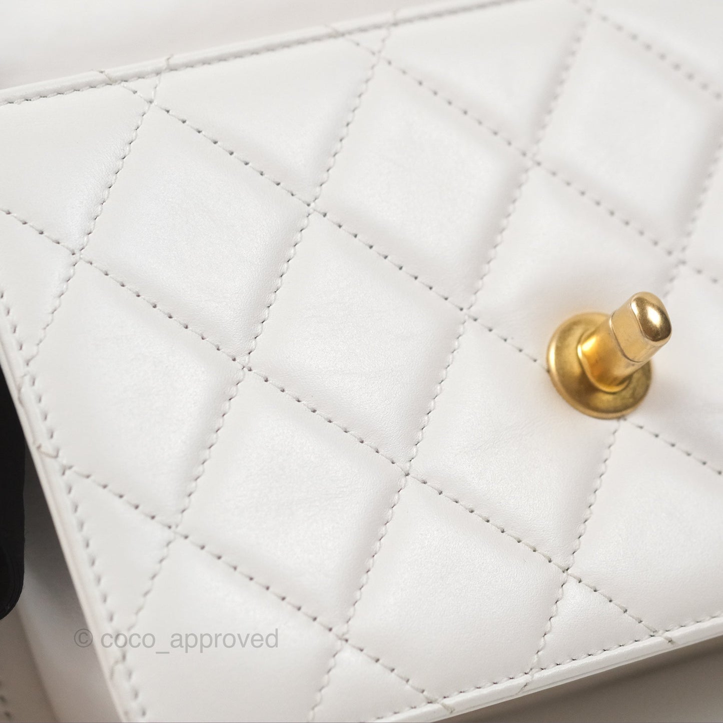 Chanel Quilted Mini Perfect Fit Adjustable White Calfskin Gold Hardware 24C