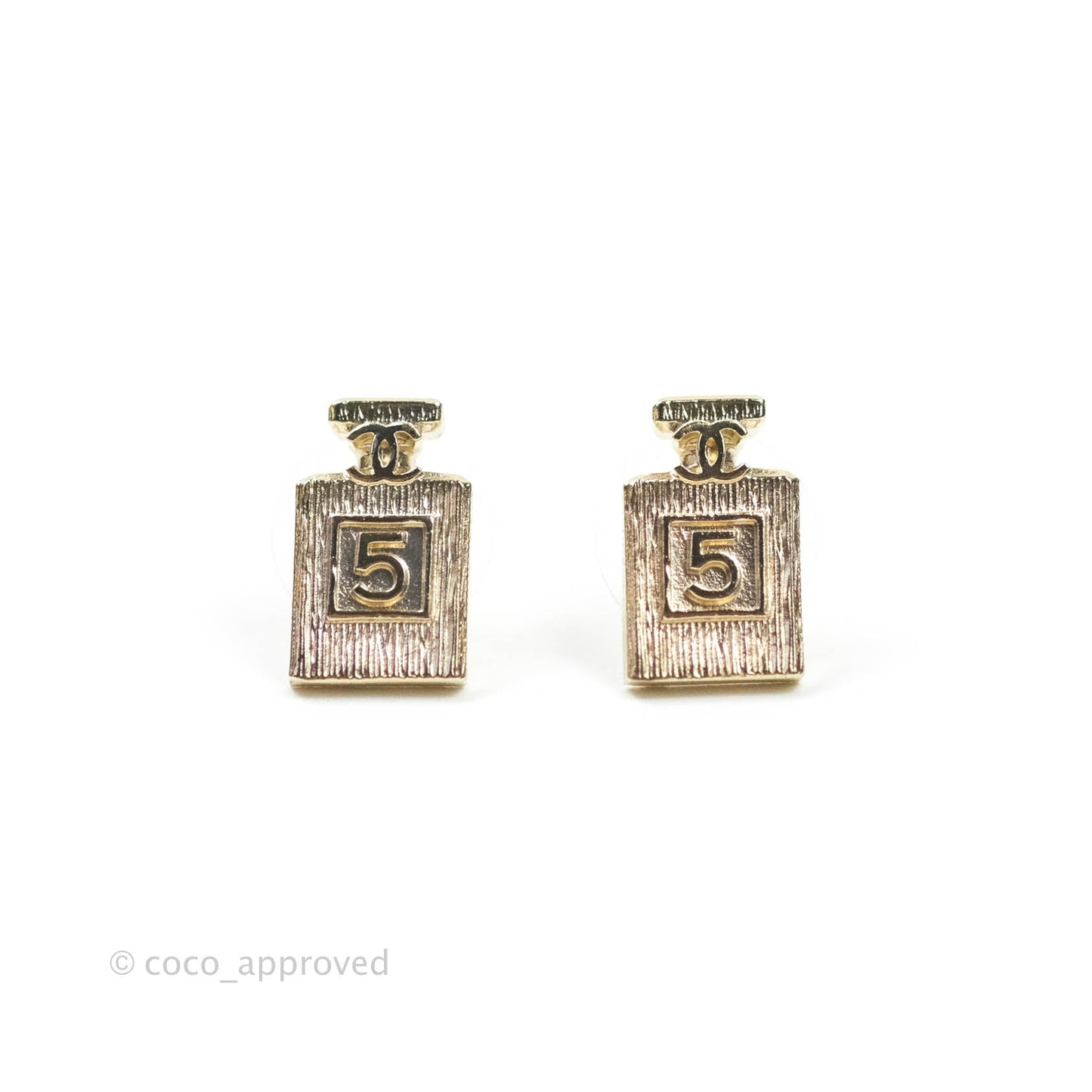Chanel CC No5 Parfum Earrings Gold Tone 20C