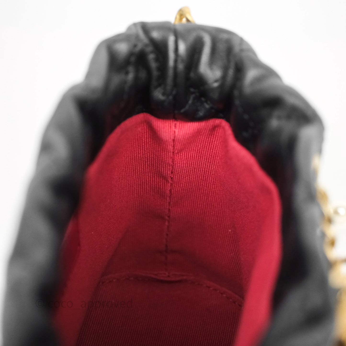 Chanel Quilted Pearl Mini About Pearls Drawstring Bucket Bag Black Calfskin