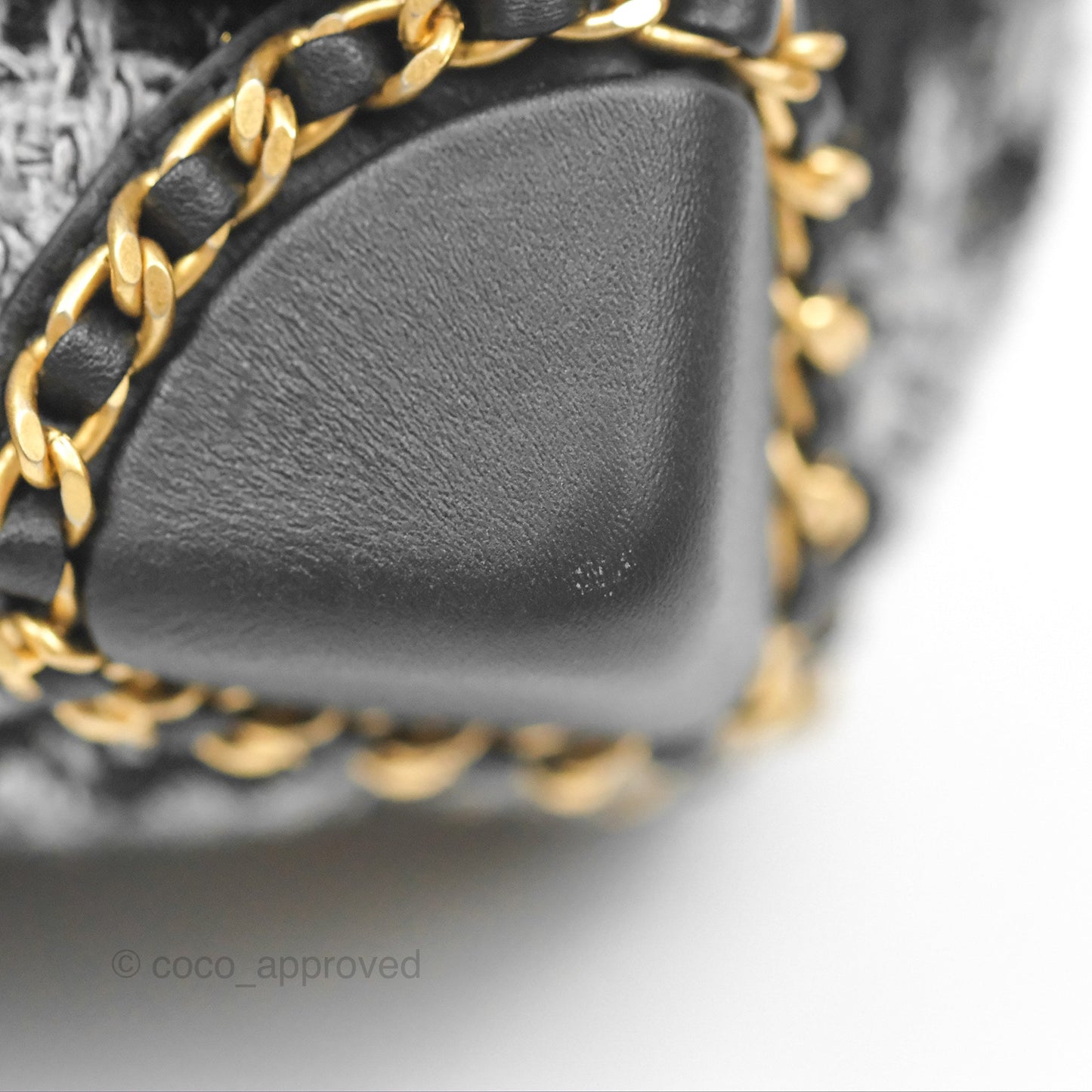 Chanel Mini Flag Bag Black & Grey Tweed Aged Gold Hardware