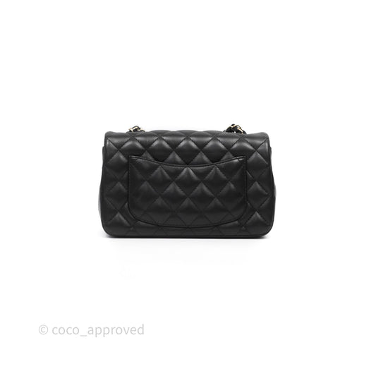 Chanel Mini Rectangular Flap Quilted Black Lambskin Gold Hardware