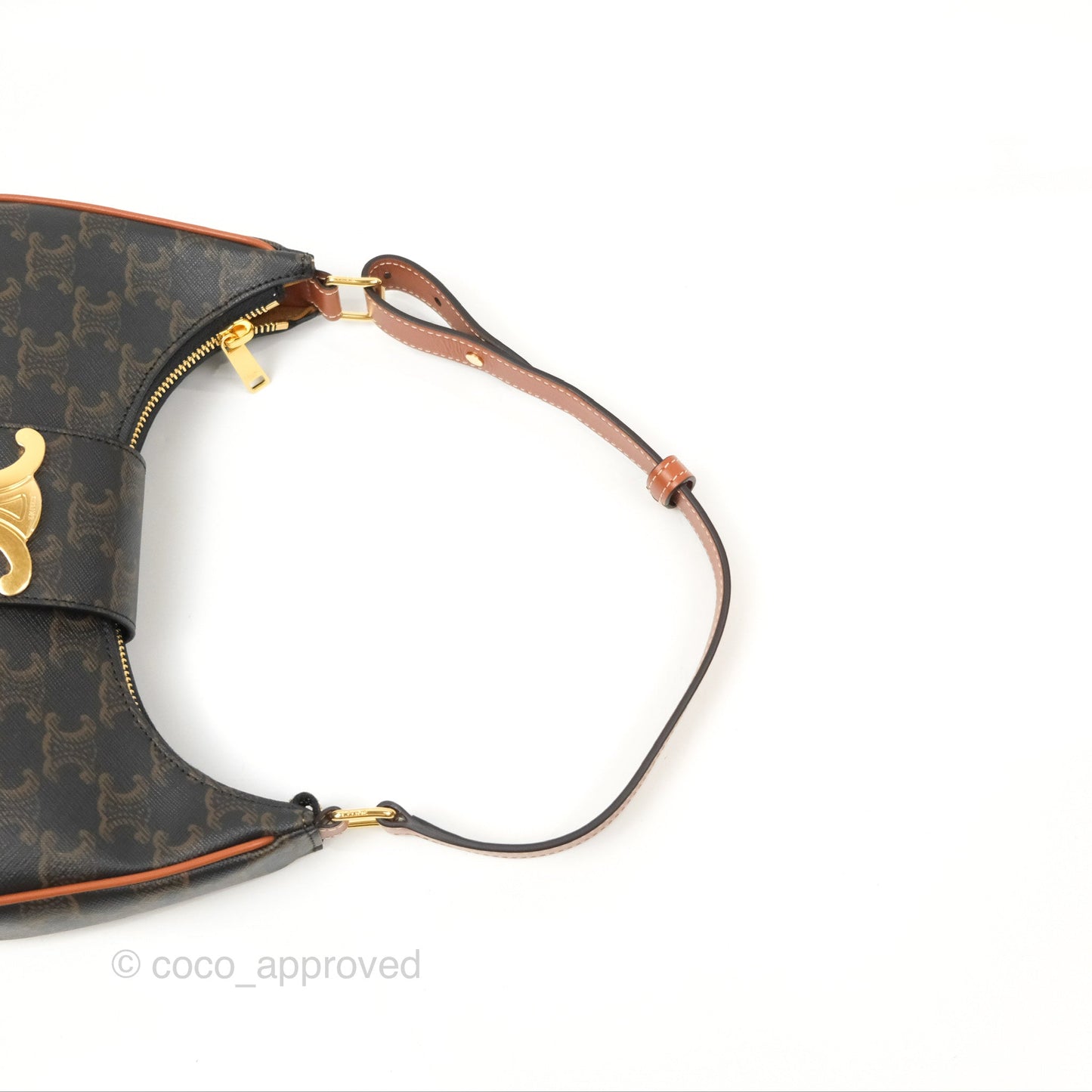 Celine Medium Ava Triomphe Bag Triomphe Canvas Tan Calfskin