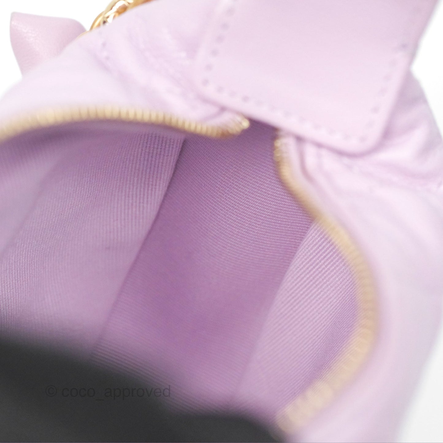 Chanel Bow Hobo Pouch Lilac Caviar Gold Hardware 24S