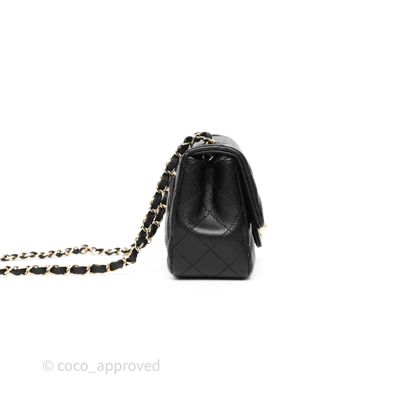 Chanel Mini Square Black Caviar Gold Hardware