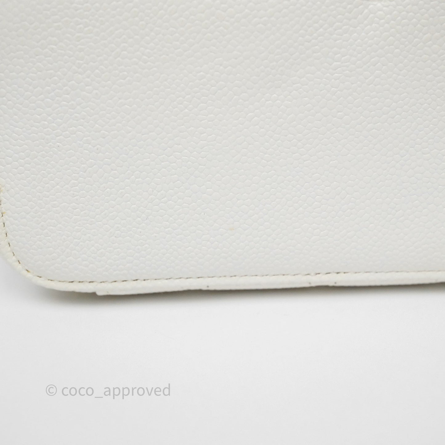 Chanel Logo Top Handle Vanity Rectangular White Caviar Aged Gold Hardware