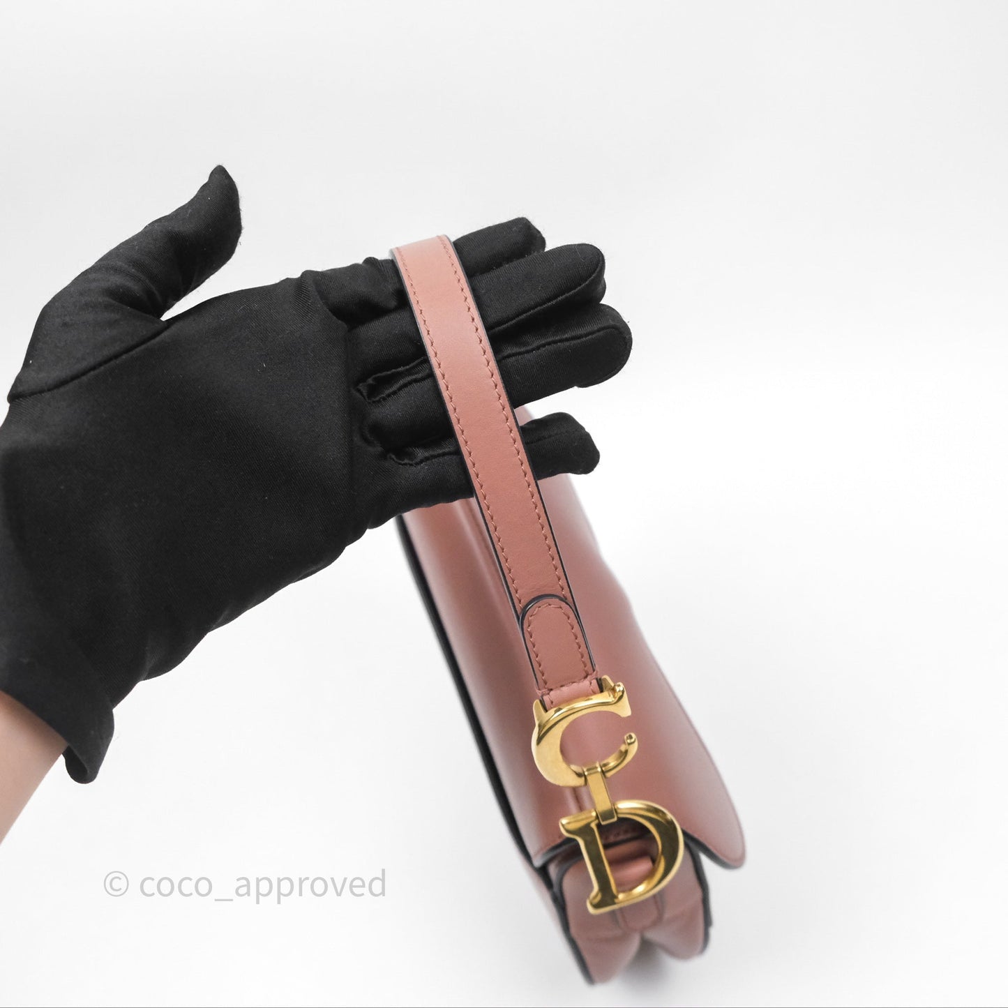 Christian Dior Mini Saddle Bag Rose Taupe Grained Calfskin Gold Hardware