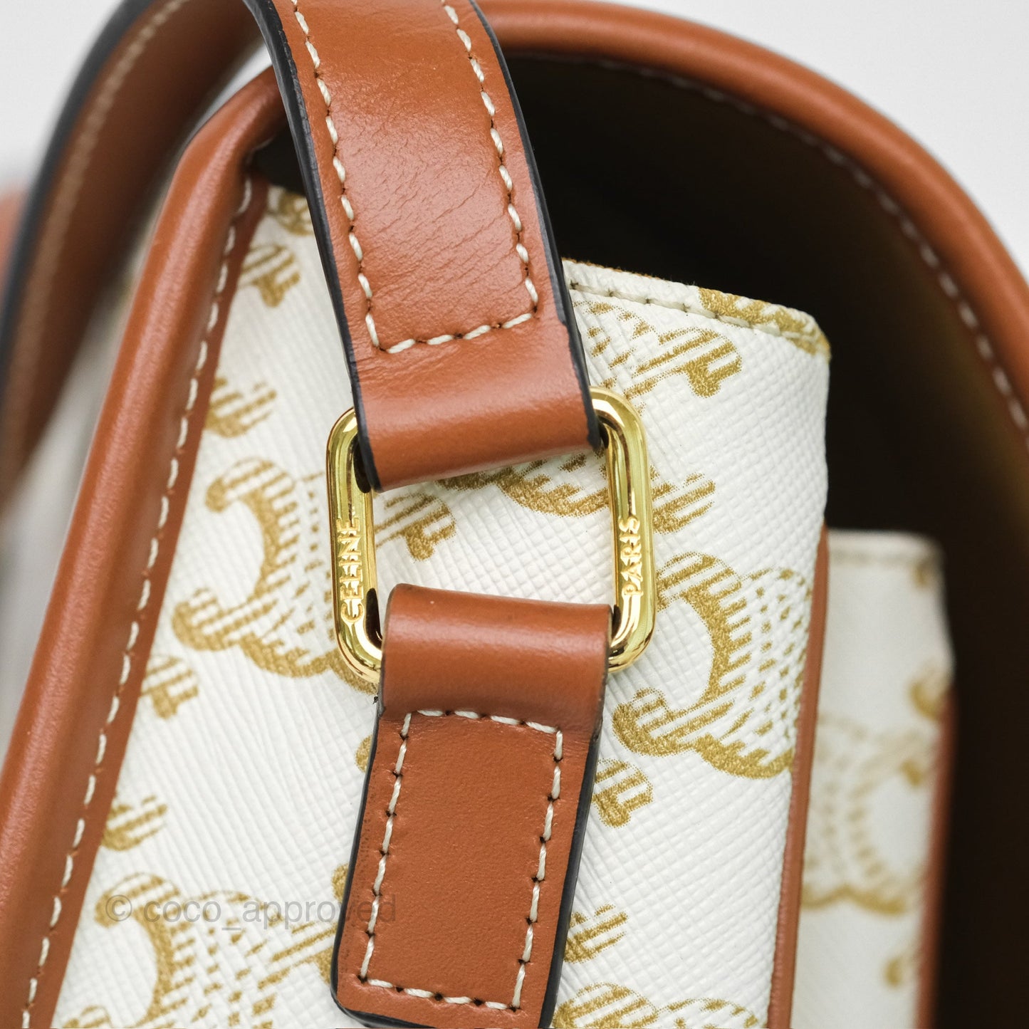 Celine Medium Folco Bag Triomphe Canvas White
