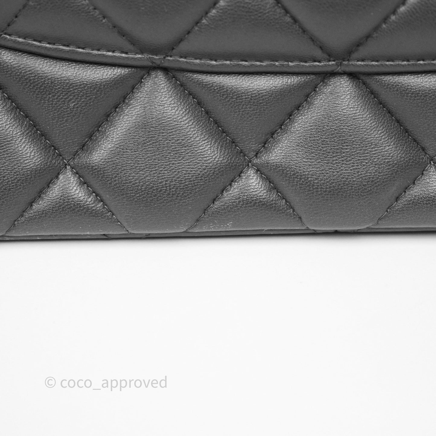 Chanel Jumbo Double Flap Dark Grey Lambskin Brushed Gold Hardware⁣⁣