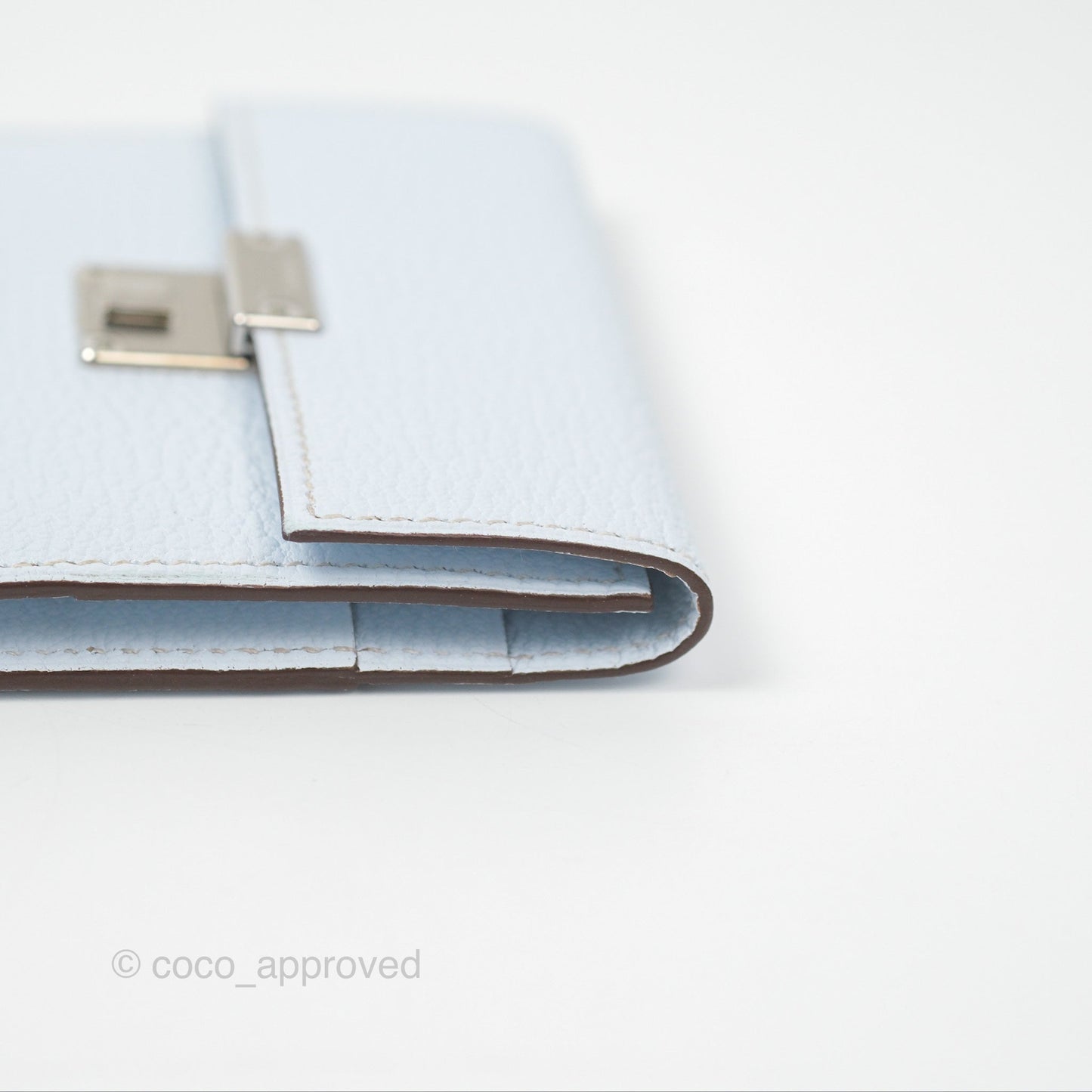 Hermes Clic H Mini Card Holder Blue Chevre Mysore Palladium Hardware