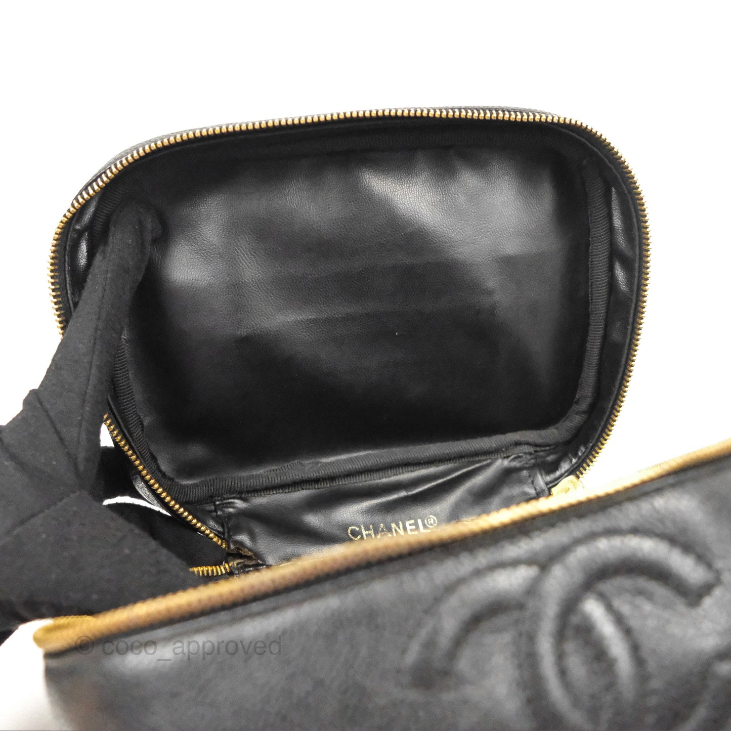 Chanel Vintage Vanity Case Black Caviar Gold Hardware