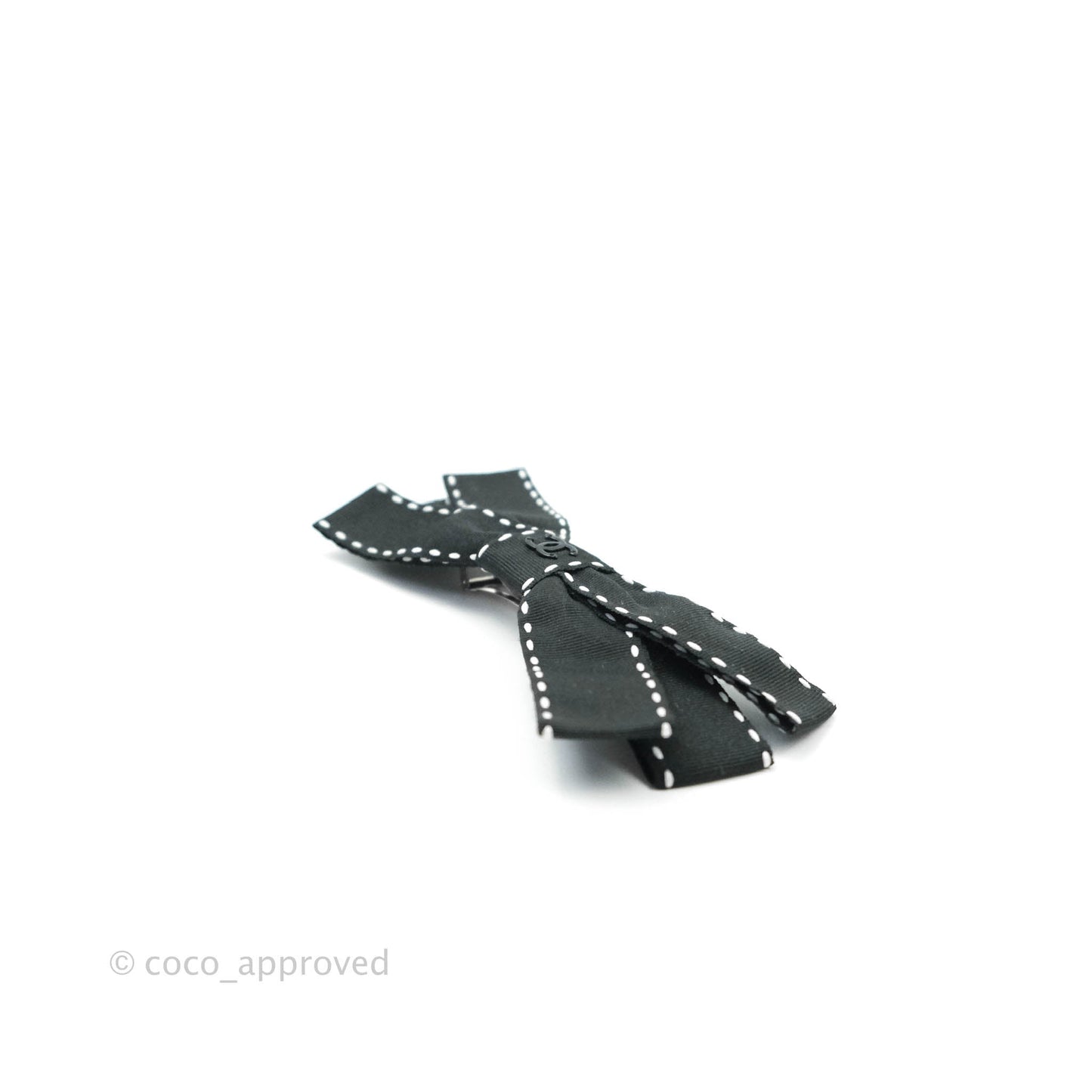 Chanel CC Ribbon Black Hair Barrette 17P