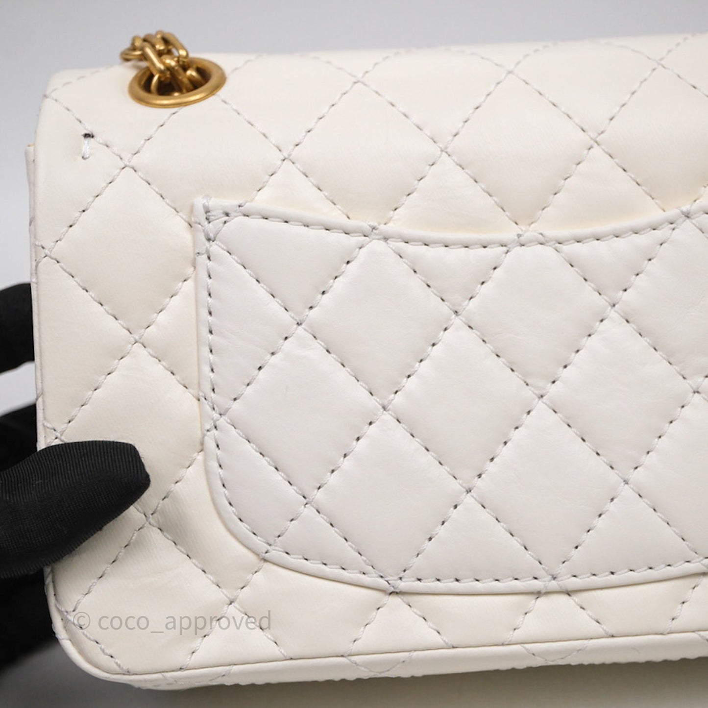 Chanel Mini Reissue 224 White Calfskin Aged Gold Hardware