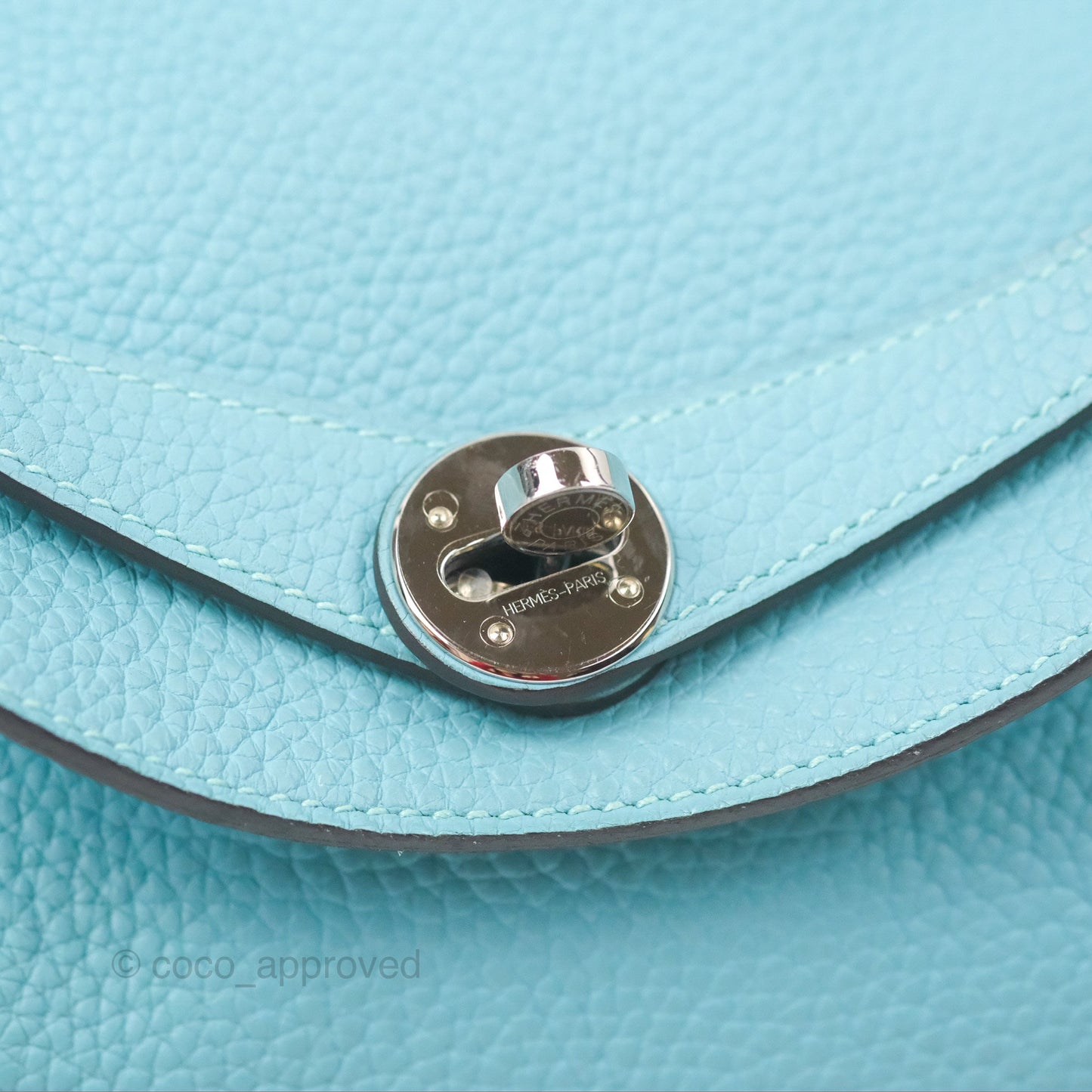 Hermès Lindy 30 Bleu Atoll Clemence Palladium Hardware