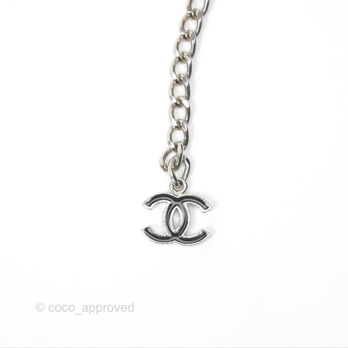 Chanel Black CC Chain Belt Silver Tone 08V