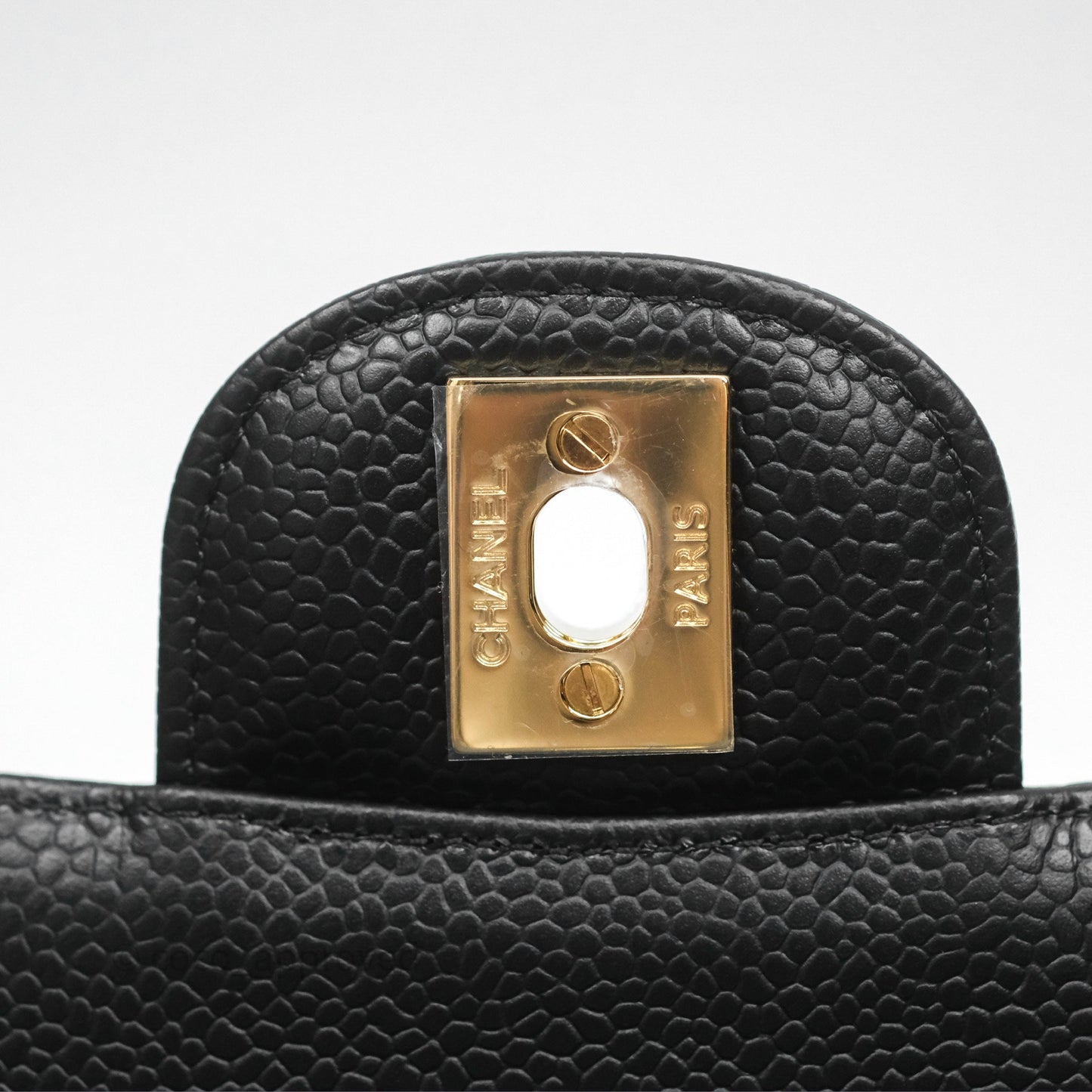 Chanel Classic M/L Medium Flap Quilted Black Caviar Gold Hardware