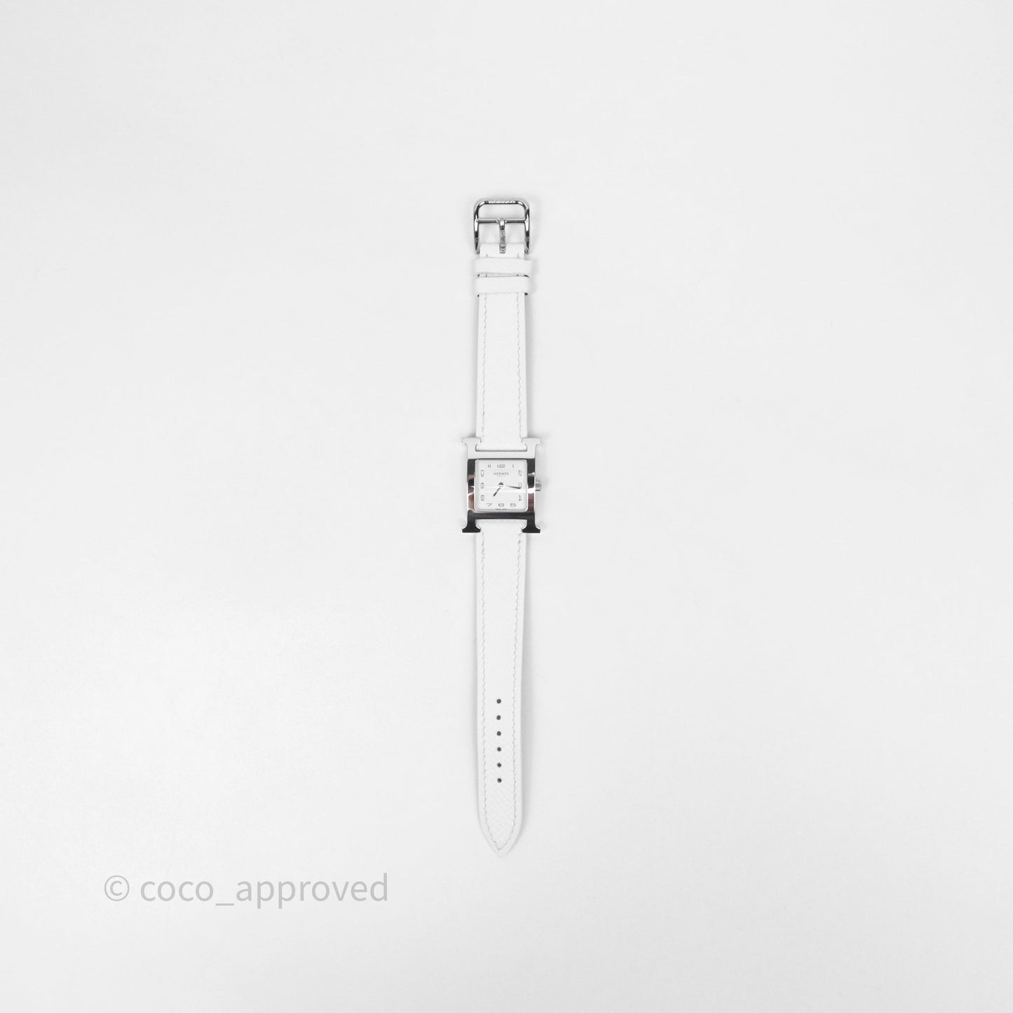 Hermès Heure H Watch Small Model 25 mm Blanc Epsom Palladium Hardware