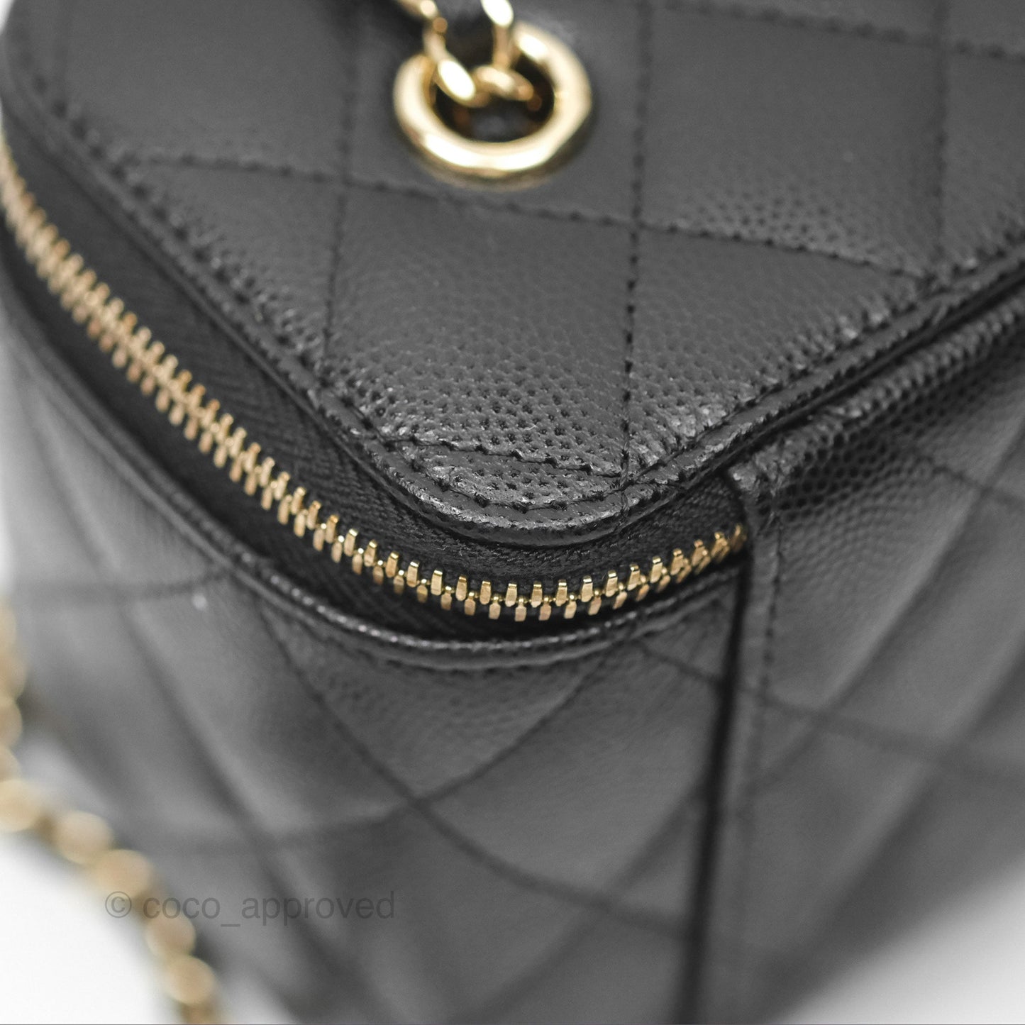 Chanel Vanity Rectangular With Chain Black Caviar Gold Hardware