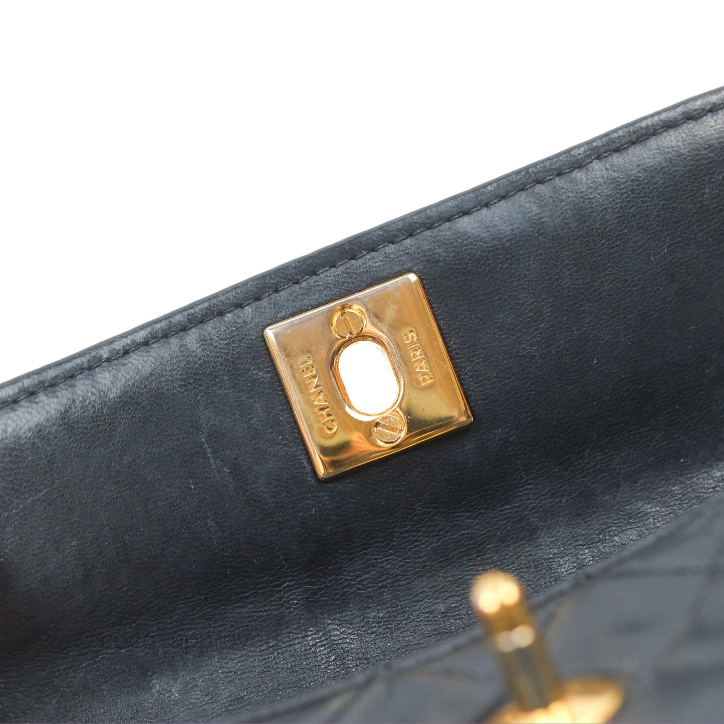 Chanel Mini Dark Navy Lambskin Flap Shoulder Bag 24K Gold Hardware