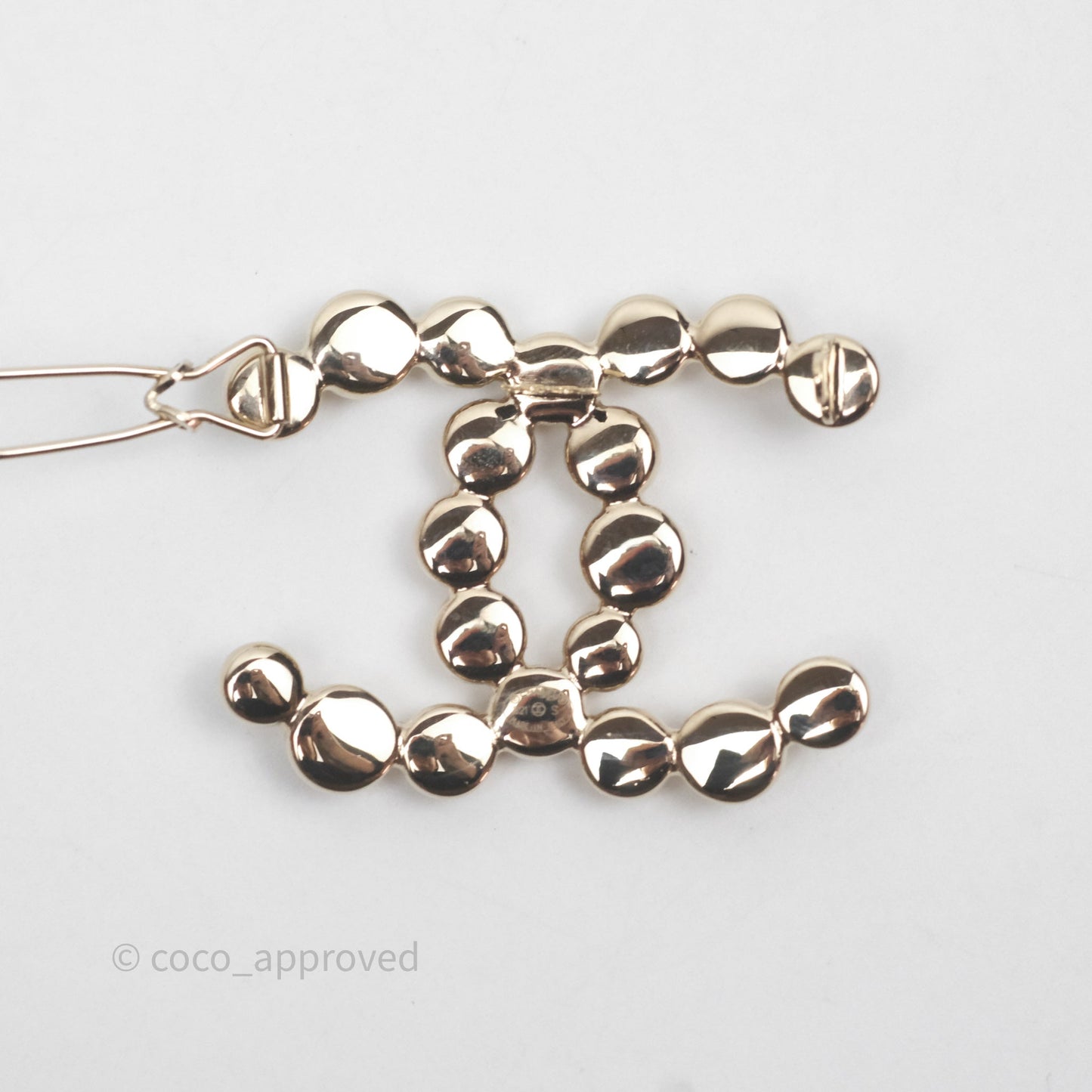 Chanel Metal Beaded CC Hair Clip Gold Tone 21S