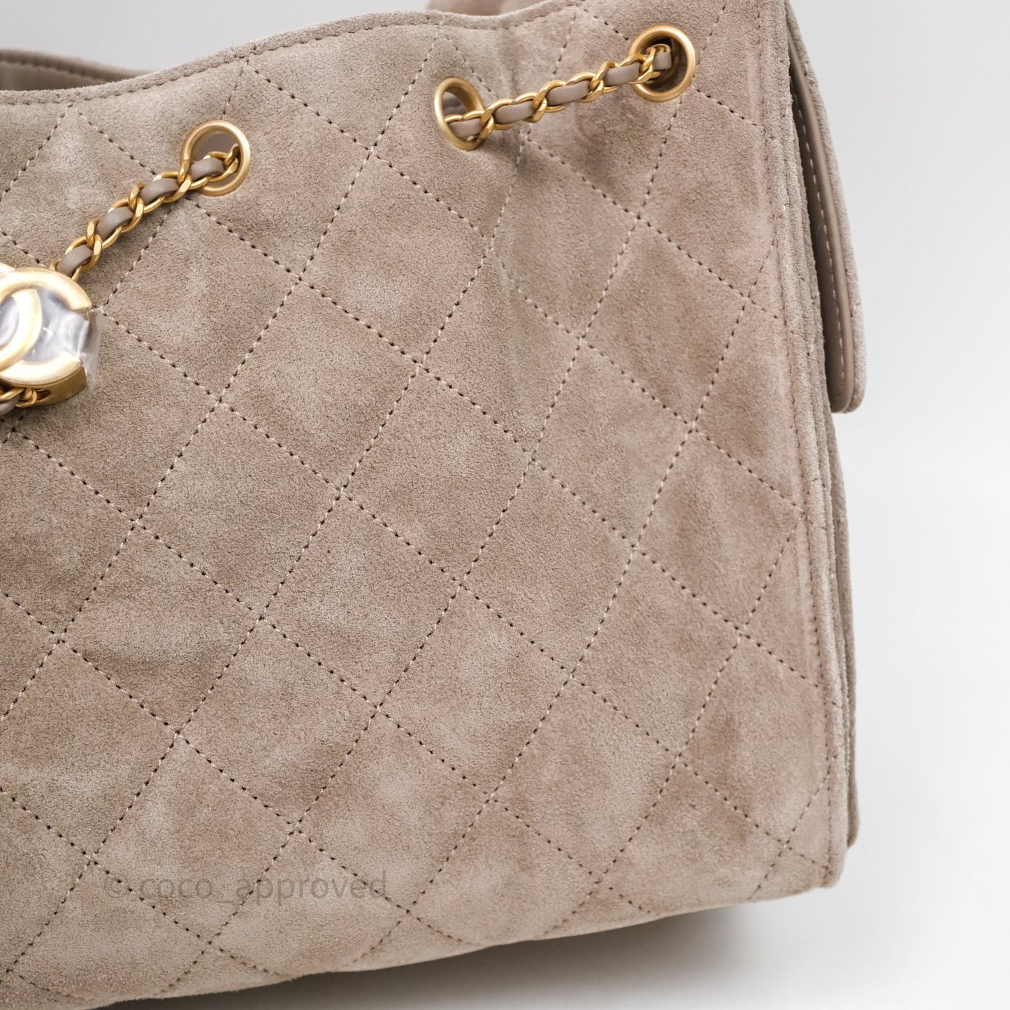 Chanel 25 Small Suede Calfskin Aged Gold Hardware